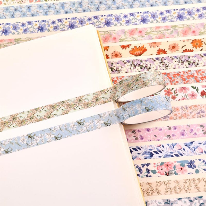 icceemee 60 Rolls Flowers Theme Washi Tape Set with Different Colorful Patterns, Writable Decorative Tapes for Scrapbooking, Junk Journal Supplies, Bullet Journaling, 0.39'' x 79'' per Roll - Image 4